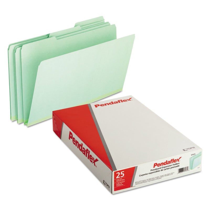 Pendaflex 17171 Pressboard Expanding File Folders, 1/3 Cut Top Tab, Legal, Green (Box of 25) - Image 2
